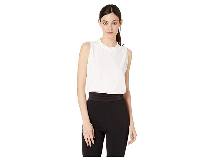 Tommy Hilfiger Ruffle Neck Woven Top (ivory) Women's Clothing