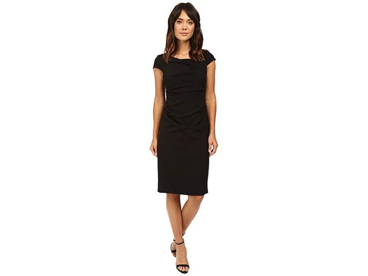 Adrianna Papell Cowl Side Rusched Sheath Dress (black) Women's Dress
