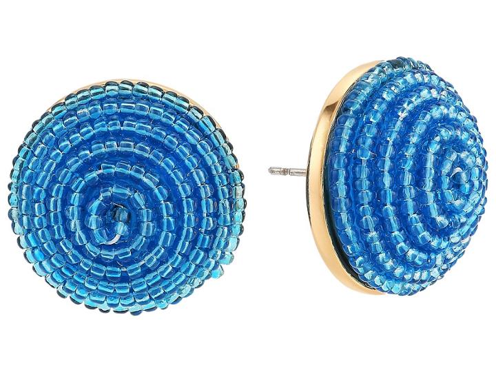 Kate Spade New York The Bead Goes On Button Studs Earrings (blue) Earring