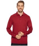 Bugatchi Long Sleeve Three-button Polo Collar Fancy Knit W/ Cuff Pocket (ruby) Men's Clothing