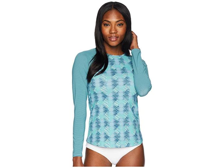 Carve Designs Sunset Rash Guard (agave/julep Stripe) Women's Swimwear