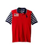 Polo Ralph Lauren Kids Striped Cotton Mesh Polo Shirt (big Kids) (rl2000 Red) Boy's Short Sleeve Pullover