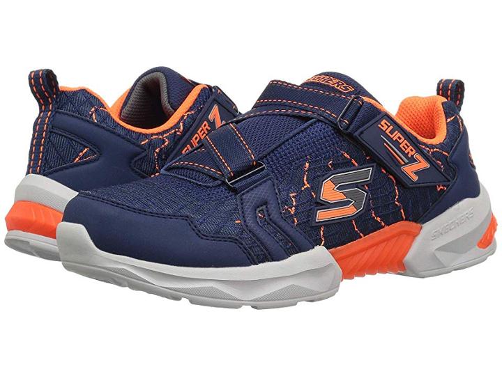 Skechers Kids Techtronix 97842l (little Kid/big Kid) (navy/orange) Boy's Shoes