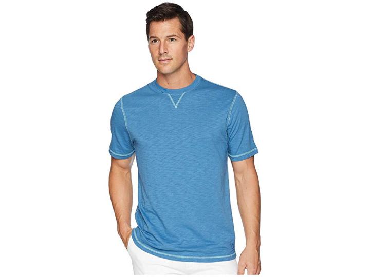 True Grit Heritage Slub Classic Fit Pigment Dyed Short Sleeve Knit Crew With Contrast Coverstitch (splash) Men's T Shirt