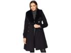 Lauren Ralph Lauren Double Breasted Military W/ Faux Fur Collar (black) Women's Coat