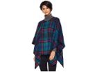 Steve Madden Tartan Plaid Woven Zip Cape (teal) Women's Clothing