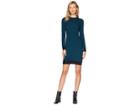 Michael Michael Kors Bandana Print Sweater Dress (black/luxe Teal) Women's Dress