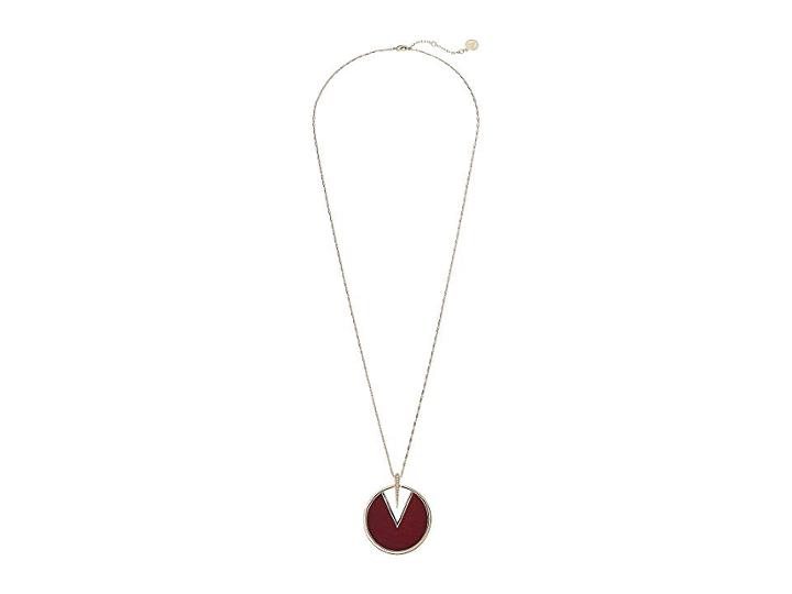 Vince Camuto 30 Inlaid Leather Pendant Necklace (gold) Necklace