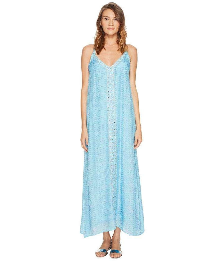 Letarte Embroidered Cover-up (aquamarine) Women's Swimwear