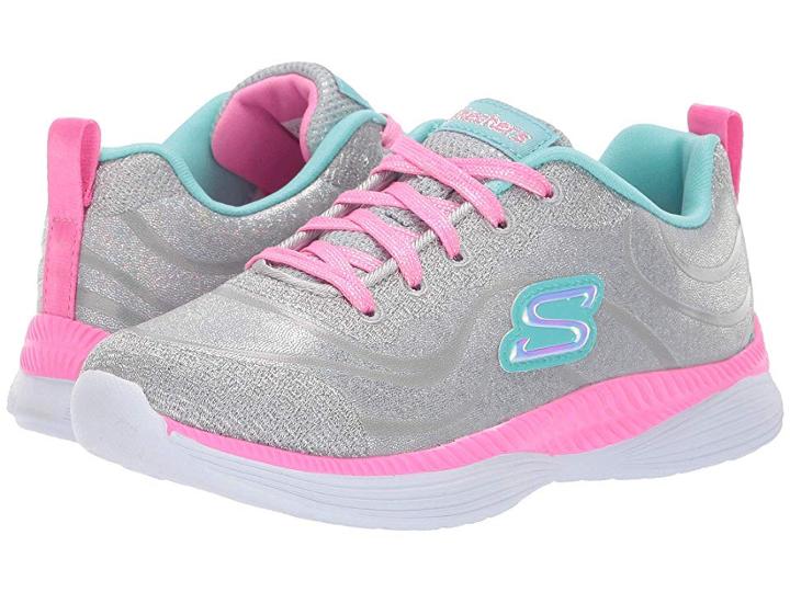 Skechers Kids Move 'n Groove 83014l (little Kid/big Kid) (gray/mint) Girl's Shoes