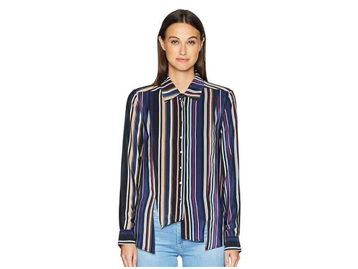 Nicole Miller Asymmetrical Boyfriend Shirt (multicolored) Women's Clothing