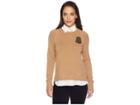 Lauren Ralph Lauren Petite Bullion Patch Layered Shirt (classic Camel) Women's Long Sleeve Pullover