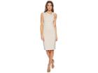 Calvin Klein Gingham Asymmetrical Neck Knot Cd8e27kw (khaki/white) Women's Dress