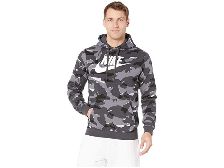 Nike Nsw Club Camo Pullover Hoodie (cool Grey/anthracite/white) Men's Sweatshirt