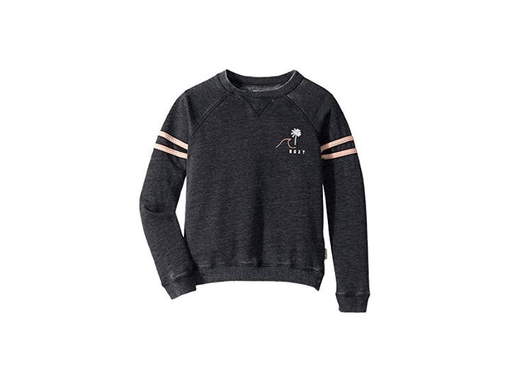 Roxy Kids Let It Go Small Waves Crew Neck Sweatshirt (big Kids) (true Black) Girl's Sweatshirt