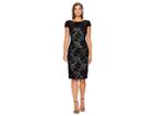 Adrianna Papell Short Velvet Dress (black Nude) Women's Dress