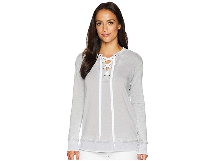 Allen Allen Lace-up Sweatshirt (pale Grey) Women's Sweatshirt