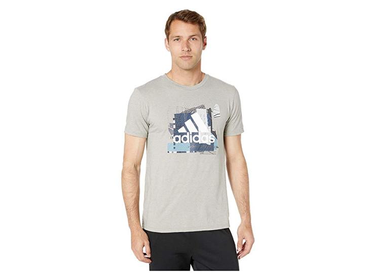 Adidas Badge Of Sport Sport Layer Tee (medium Grey Heather) Men's T Shirt