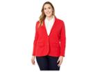 Lauren Ralph Lauren Plus Size Ruffle-trim Cotton-blend Blazer (lacquer Red) Women's Jacket