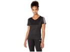 Adidas Running 3-stripes Tee (black/true Pink) Women's T Shirt