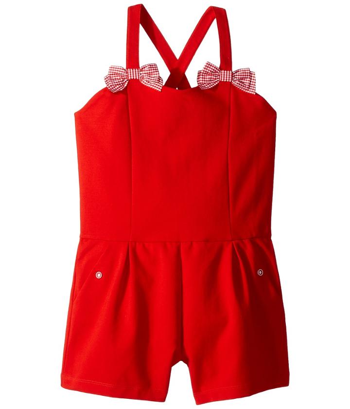 Janie And Jack Sleeveless Ponte Romper (toddler/little Kids/big Kids) (red) Girl's Jumpsuit & Rompers One Piece