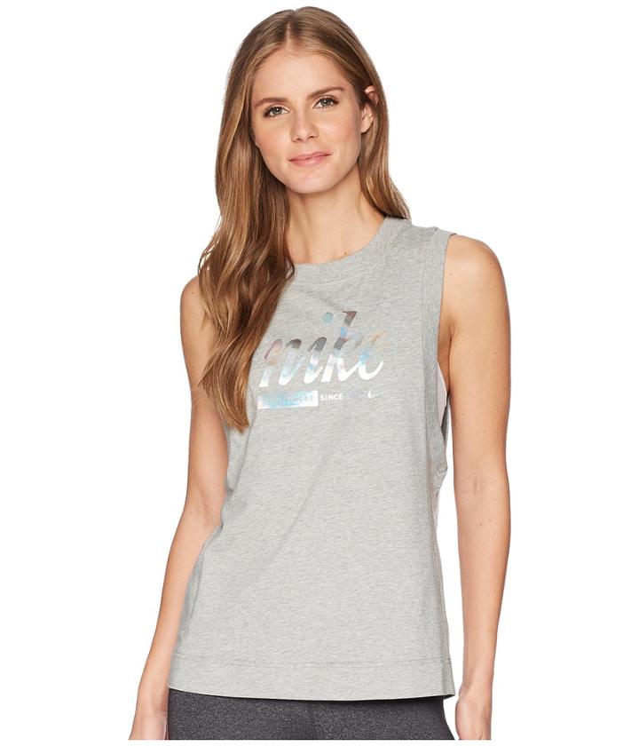 Nike Sportswear Metallic Tank Top (dark Grey Heather) Women's Sleeveless