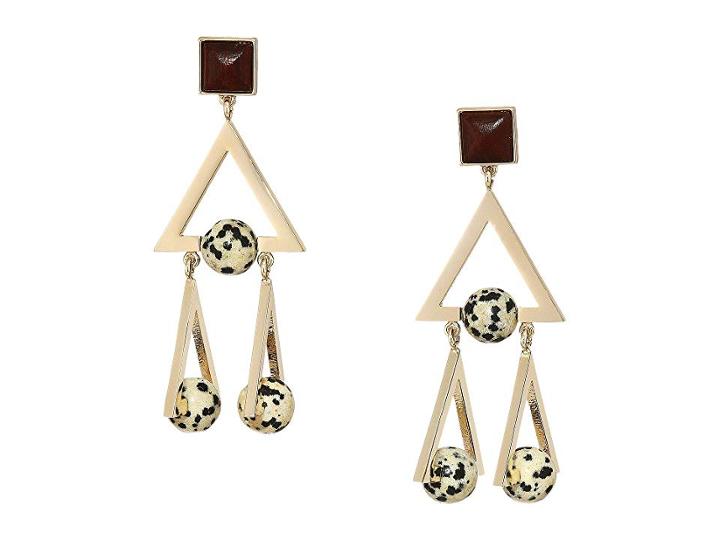 Tory Burch Studded Stone Geo Statement Earrings (tory Gold/jasper) Earring