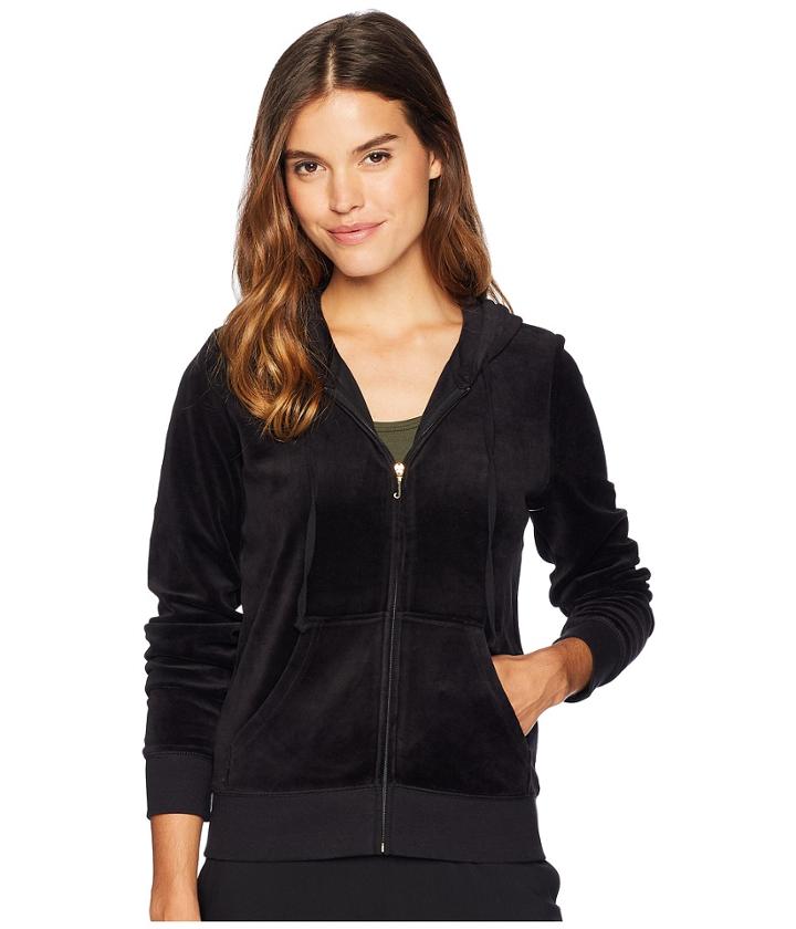 Juicy Couture Track Velour Gothic Crystals Robertson Jacket (pitch Black) Women's Clothing