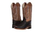 Old West Kids Boots Ostrich Print Square Toe (toddler/little Kid) (black) Cowboy Boots