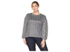 B Collection By Bobeau Plus Size Scarlet Balloon Sleeve Cozy Top (black/white Plaid) Women's Clothing