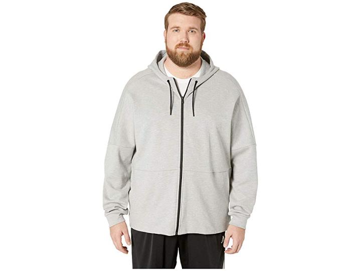 Adidas Big Tall Id Stadium Full Zip Jacket (medium Grey Heather Solid Grey/raw White) Men's Workout
