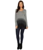 Mod-o-doc Rayon Spandex Jersey Dip-dye Back Pleat Long Sleeve Tee (storm Heather) Women's T Shirt