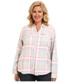 Columbia Plus Size Simply Put Ii Flannel Shirt (mirage Big Check/blossom Pink) Women's Long Sleeve Button Up
