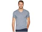John Varvatos Star U.s.a. Short Sleeve Soft Heather V-neck With Pickstitch K3775u2b (blue/stone) Men's Clothing