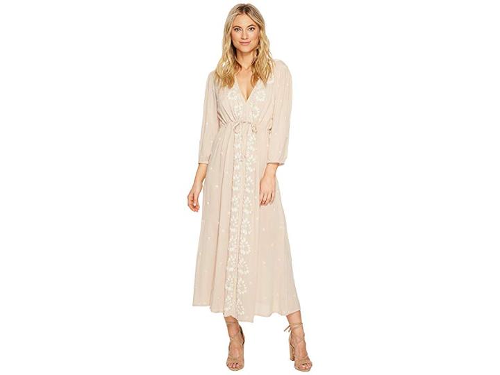 Free People Embroidered V Maxi Dress (pink) Women's Dress