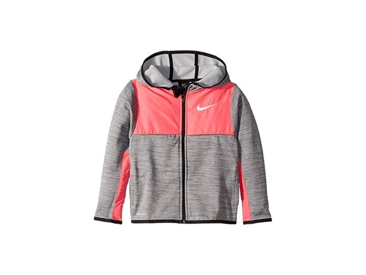 Nike Kids Winterized Therma Full Zip Hoodie (little Kids) (cool Gray Heather/racer Pink) Boy's Coat