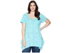 Extra Fresh By Fresh Produce Plus Size Ocean Tide Vintage Drape Tee (luna Turquoise) Women's T Shirt