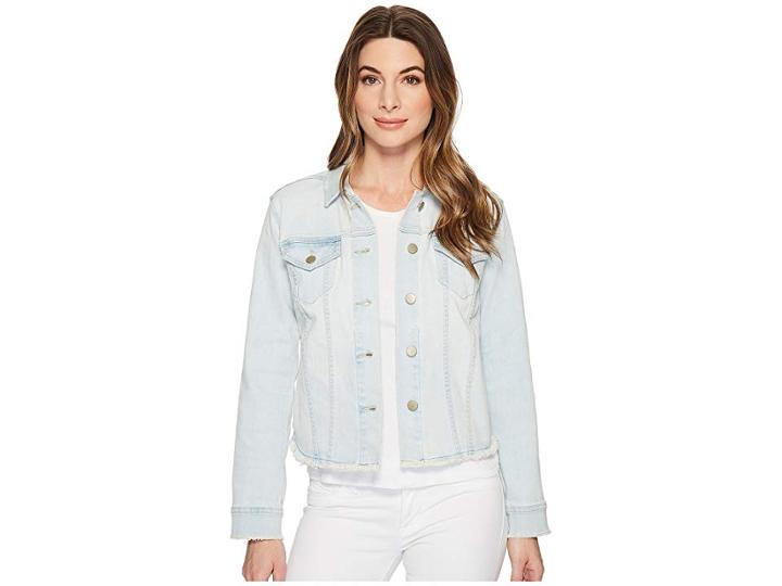 Nydj Denim Jacket W/ Fray Hem In Palm Desert (palm Desert) Women's Jacket