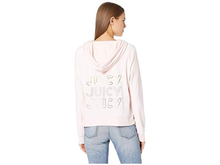 Juicy Couture Triple Juicy Glitter Logo Hoodie (primrose Pink) Women's Clothing