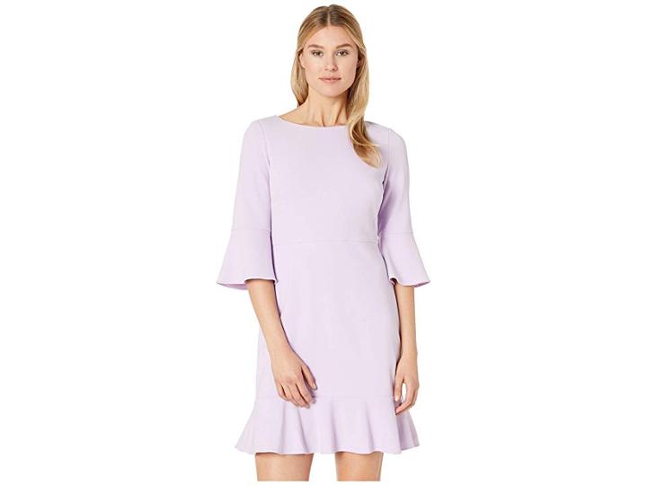 Nine West Drapey Crepe Bell Sleeve Dress With Ruffle Skirt (daphne) Women's Dress