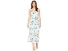 J.o.a. High Slit Jumpsuit (sky Floral) Women's Jumpsuit & Rompers One Piece