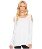Lysse Cold Shoulder Top (white) Women's Long Sleeve Pullover