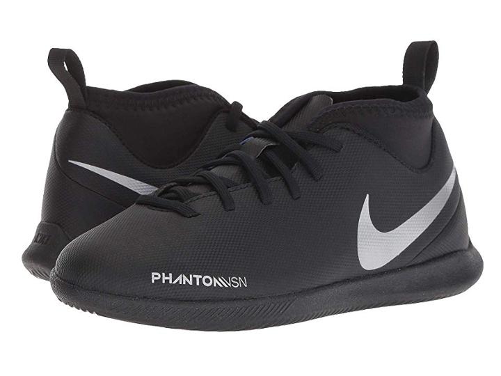 Nike Kids Jr. Phantom Vision Club Df Ic Soccer (toddler/little Kid/big Kid) (black/metallic Silver/racer Blue) Kids Shoes