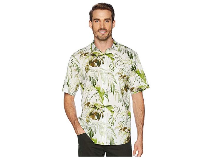 Tommy Bahama Don't Leaf Me Now Shirt (coconut Dream) Men's Short Sleeve Button Up