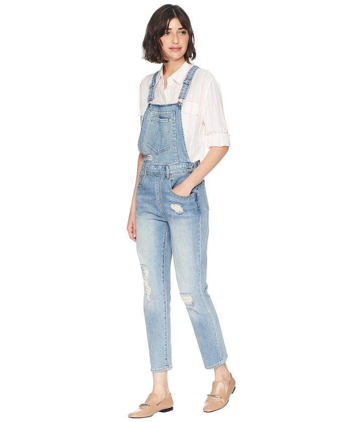 Juicy Couture High-waisted Cropped Denim Overall (big Sur Wash) Women's Overalls One Piece