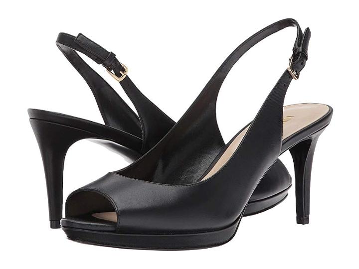 Nine West Gabrielle Slingback Peep Toe Pump (black Leather 2) Women's Shoes