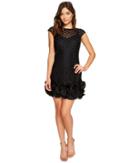 Jessica Simpson S/s Lace Dress W/ Ruffle Hem (black) Women's Dress