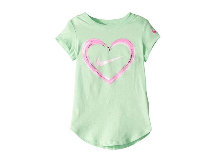 Nike Kids Digital Analog Heart Scoop Short Sleeve T-shirt (little Kids) (aphid Green) Girl's Clothing
