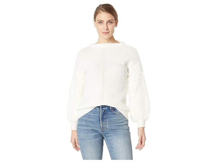 Cece Fuzzy Sleeve Pullover Sweater (antique White) Women's Sweater