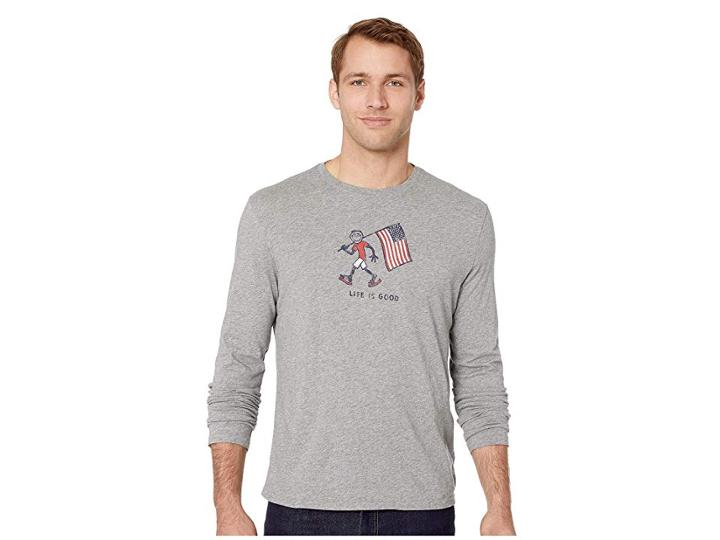 Life Is Good Patriotic Jake Smooth Long Sleeve T-shirt (heather Gray) Men's T Shirt
